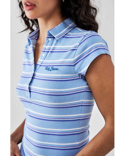 BDG Blue Stripe Polo Shirt