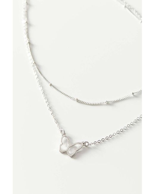 Urban Outfitters Delicate Butterfly Layer Necklace In Silver Metallic Lyst