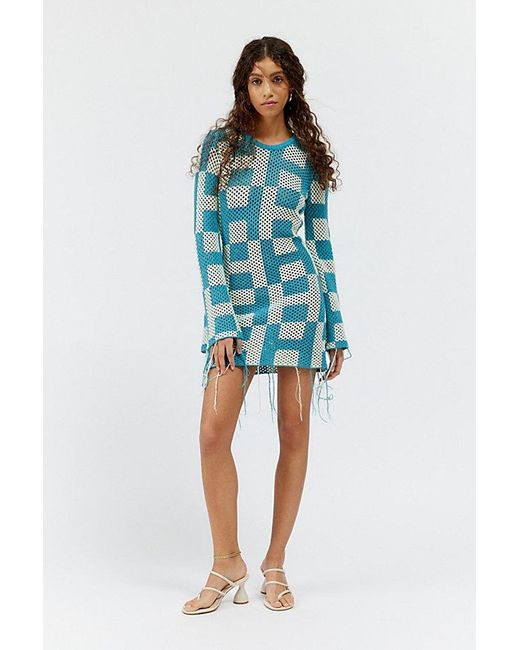 Honor The Gift Crochet Mini Dress in Blue | Lyst