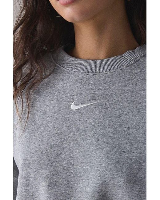 Nike Gray Phoenix Fleece Over-Oversized Crew Neck Pullover Sweatshirt