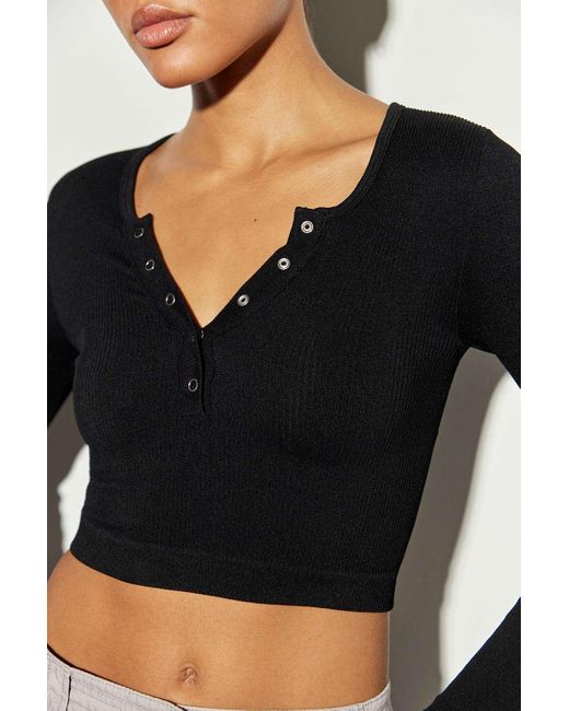 Urban Outfitters Black Uo Claudia Henley Top