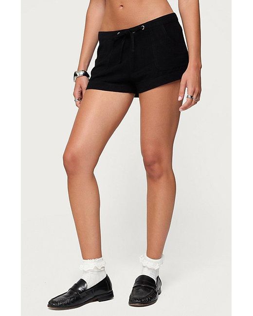 Edikted Black Hollis Linen Look Shorts