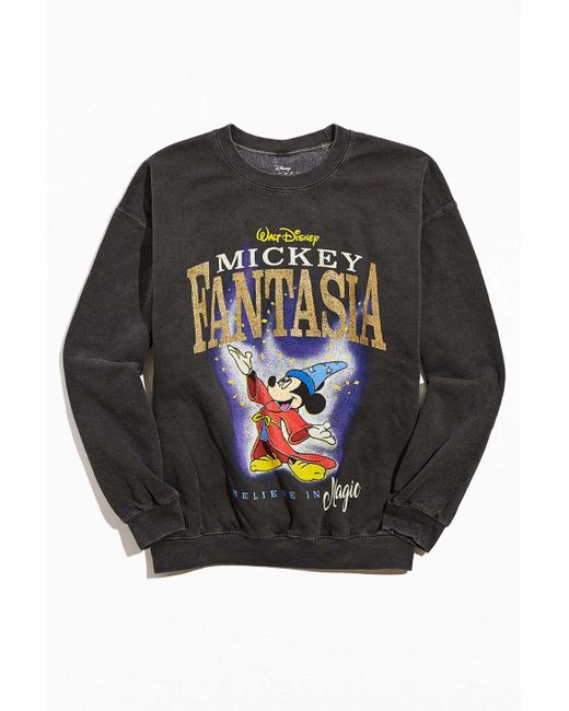 Urban Outfitters Black Disney Fantasia Mickey Mouse Uo Exclusive Crew Neck Sweatshirt for men