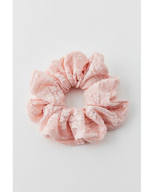 Urban Outfitters Pink Mesh Lace Scrunchie