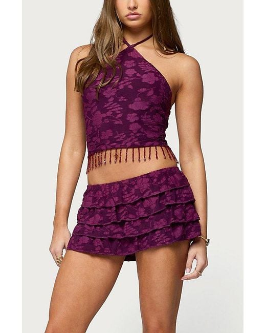 Edikted Keyla Ruffled Textured Micro Skort