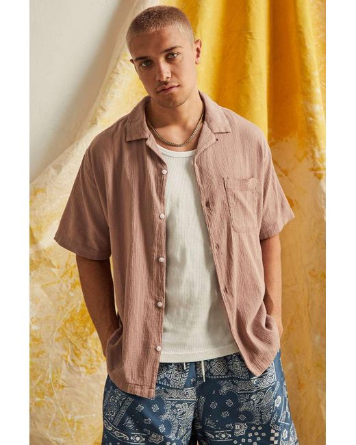 Urban Outfitters Uo Nomad Washed Pink Crinkle Shirt in Purple for Men