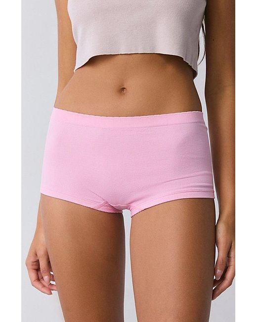 Out From Under Pink Ribbed Seamless Boyshort Undie