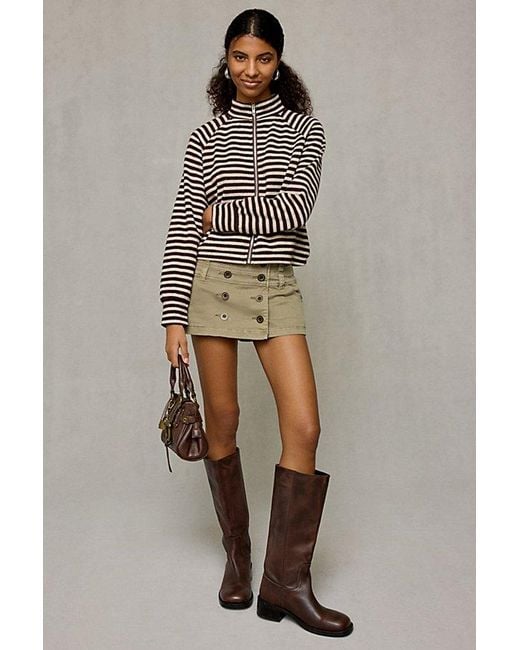 BDG Green Can'T Stop Canvas Button-Front Mini Skort