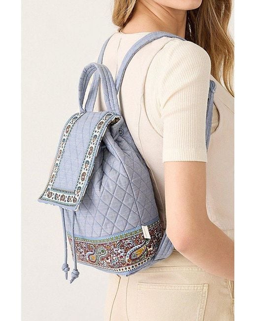 Vera Bradley Natural Quilted Cotton Drawstring Backpack