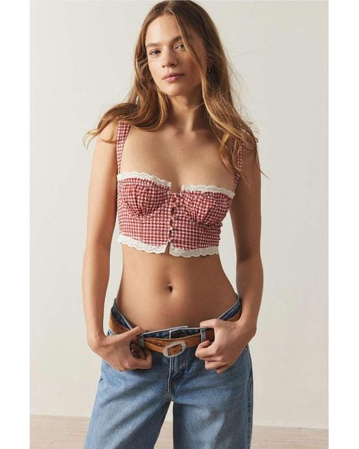 Out From Under Blue Picnic Corset Top M At Urban Outfitters