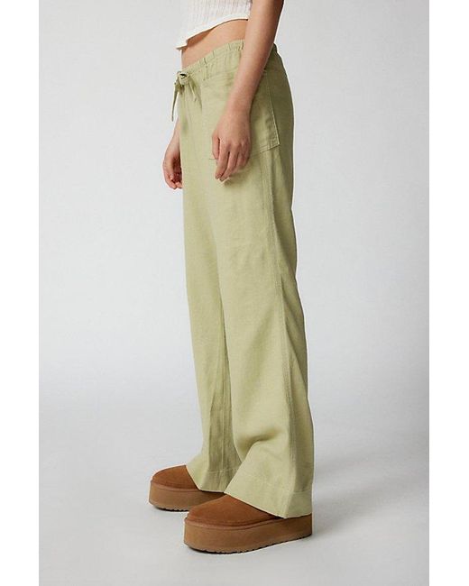 Urban Outfitters Green Uo Amelie Linen Pant