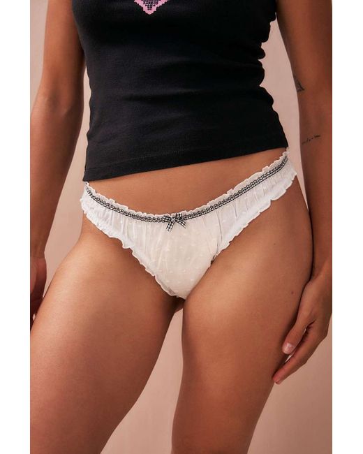 Out From Under Black Dobby Cotton Gingham Thong