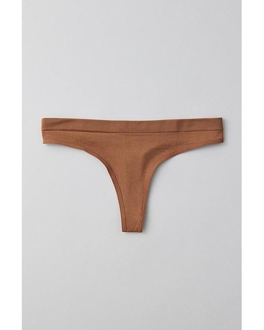 Out From Under Brown Seamless Ribbed Thong