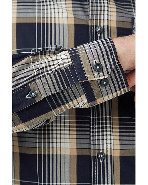 Ben Sherman Gray Linear Check Button Down Shirt Top for men