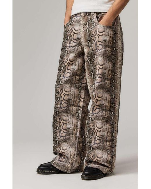 Jaded London Brown Snake Print Jeans for men