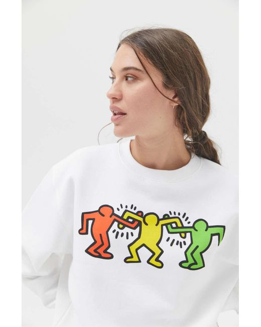 Urban Outfitters White Keith Haring Washed Sweatshirt