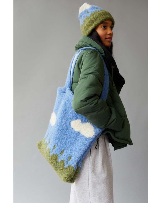 Urban Outfitters Blue Emy Icon Knit Tote Bag