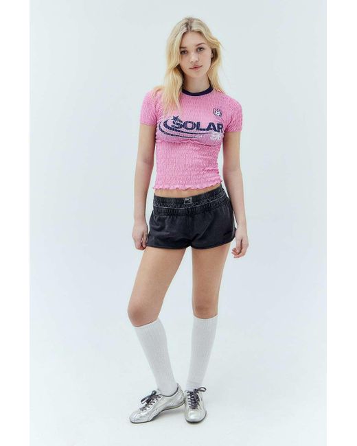 Urban Outfitters Pink Uo Solar Shirred Baby T-shirt