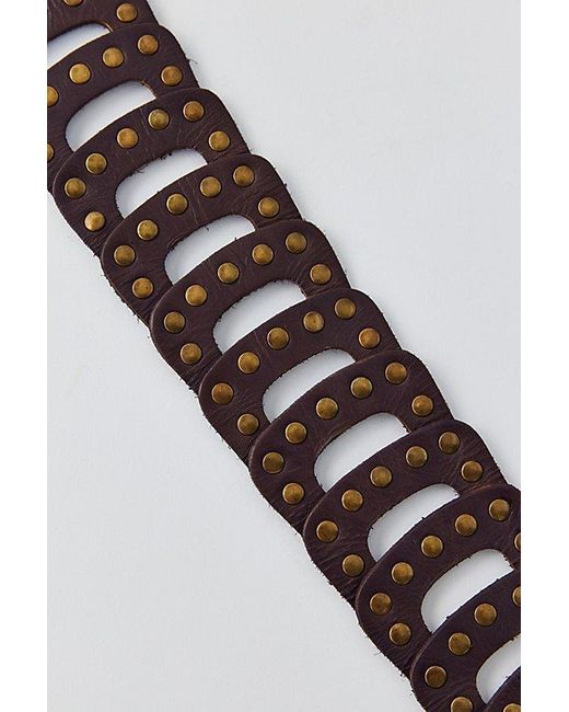 Urban Outfitters Brown Open Loop Studded Leather Belt