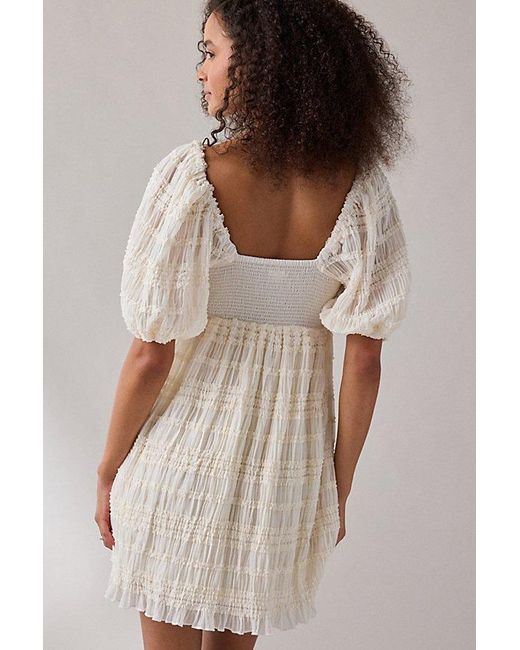Kimchi Blue White Daphne Ruffle Puff Sleeve Babydoll Mini Dress