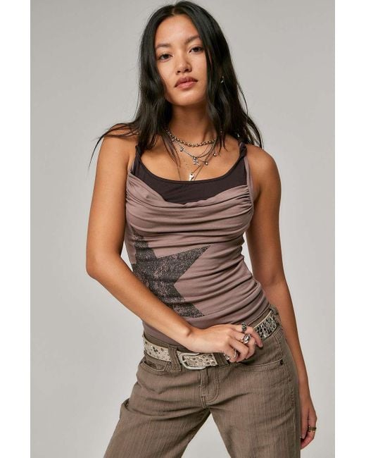Jaded London Xter Layered Star Top in Brown | Lyst UK