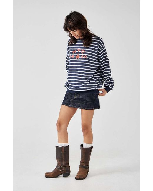 BDG Blue Stripe Nyc 1990 Jumper Xs At Urban Outfitters