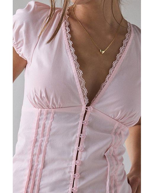 Motel Pink Ilias Lace-Trim Corset Top