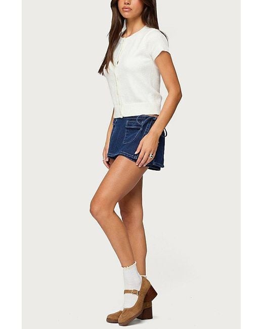 Edikted White Coreen Button Up Knit Cardigan