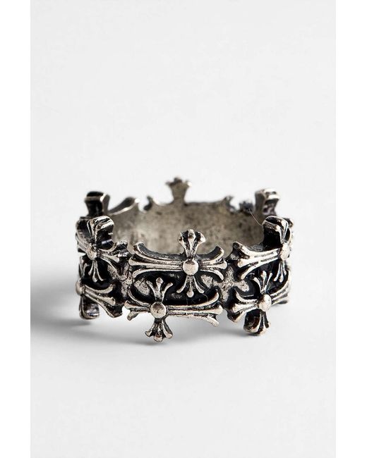 Urban Outfitters Metallic Uo Grunge Cross Ring for men