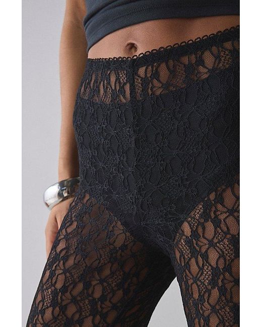 Kimchi Blue Black Ellie Sheer Lace High-Rise Stretch Capri Pant