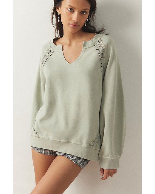 Out From Under Green Jayden Lace-Inset Sweatshirt