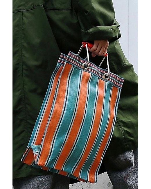 Puebco Blue Tall Recycled Plastic Stripe Bag