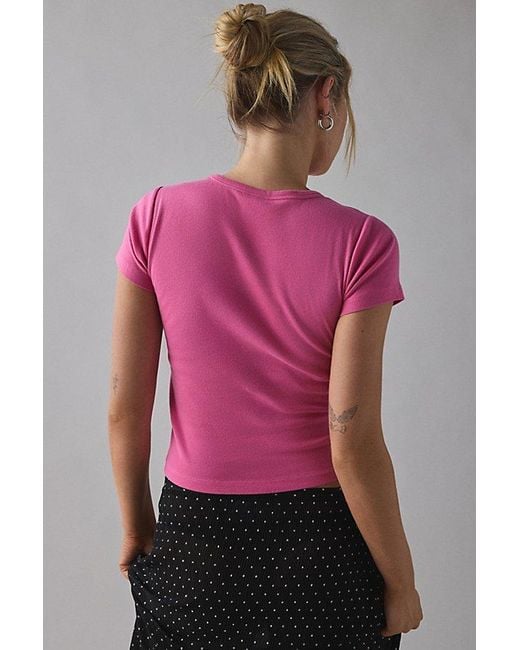 Urban Outfitters Pink London 95 Applique Graphic Baby Tee