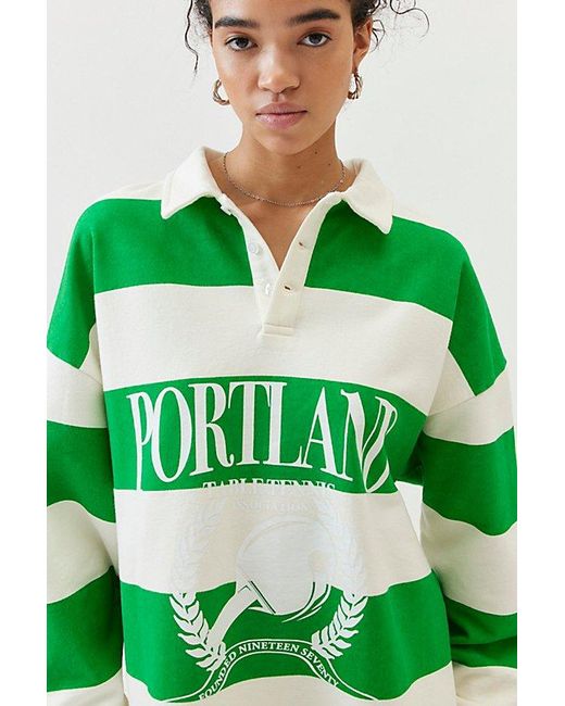 Urban Outfitters Green Portland Table Tennis Polo Shirt Top