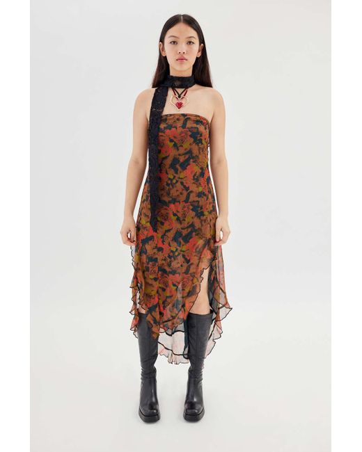 Urban Outfitters Multicolor Uo Rosie Strapless Ruffle Midi Dress