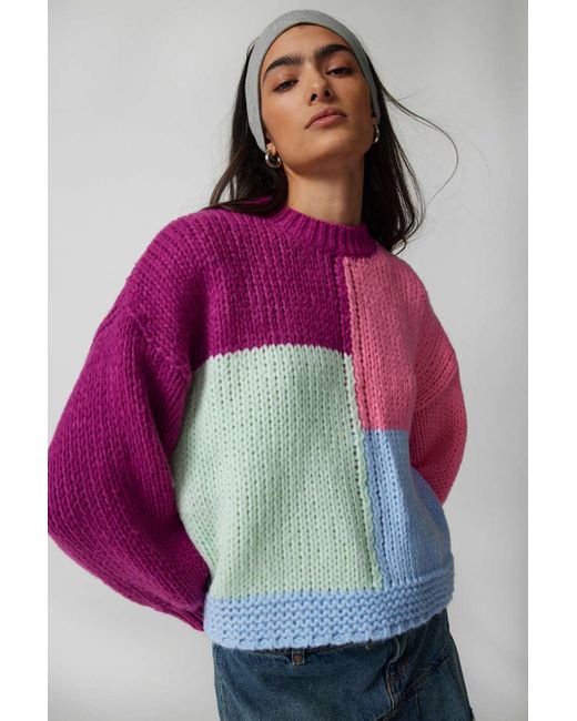 MINKPINK Purple Pippa Patchwork Sweater In Blush,at Urban Outfitters