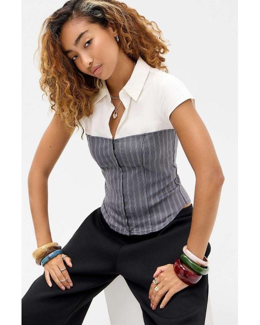 Silence + Noise Blue Silence + Noise Lila Hybrid Shirt