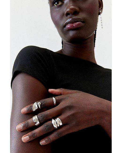Urban Outfitters Black Statement Metal Ring Set