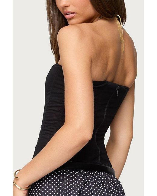 Edikted Black Reed Sheer Mesh Corset