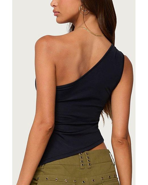 Edikted Black Knotted One Shoulder Asymmetric Top