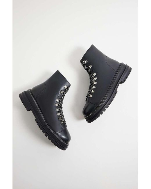 Urban Outfitters Black Uo East Leather Hiker Boots