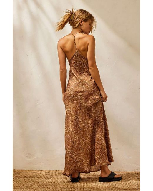 Urban Renewal Brown Made From Remnants Paisley Silk Maxi Dress