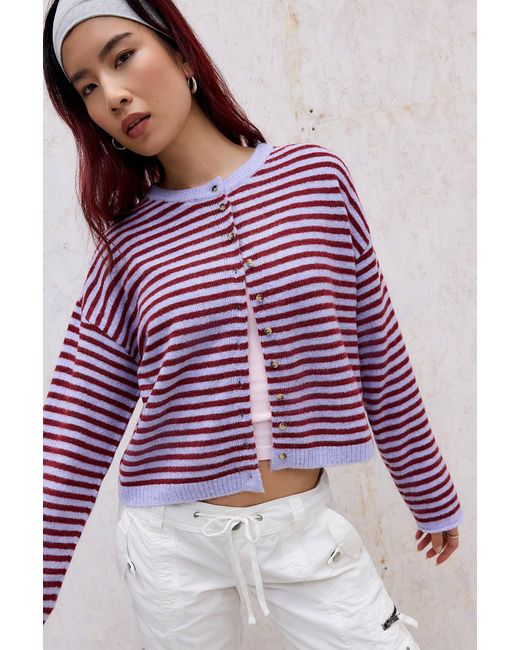 Urban Outfitters Red Uo Marlowe Crew Cardigan