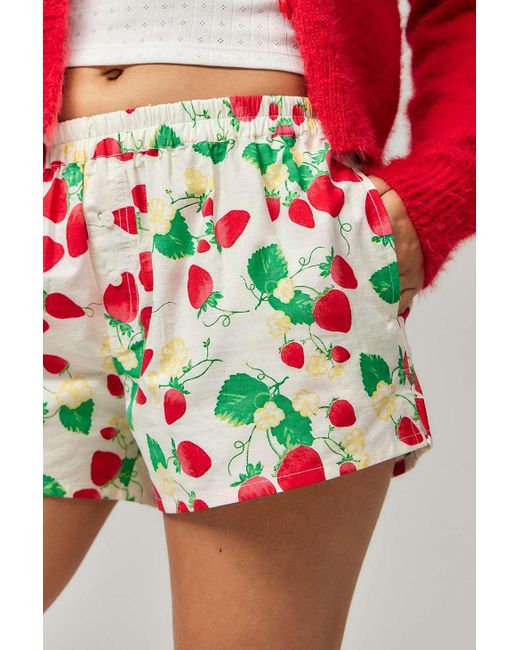 Motel Red Laboxe Strawberry Shorts Xs At Urban Outfitters