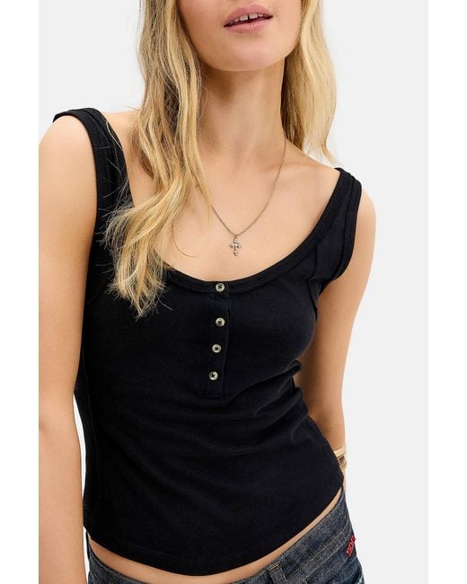 BDG Black Kaia Henley Vest Jacket