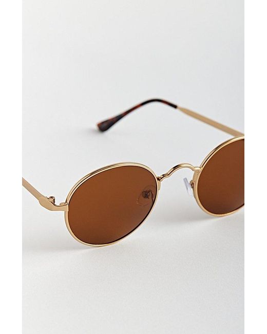 Urban Outfitters Brown Waverly Round Metal Sunglasses for men
