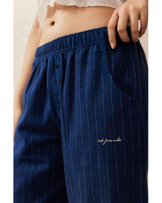 Out From Under Pinstripe Straight leg Joggers in Blue Lyst UK