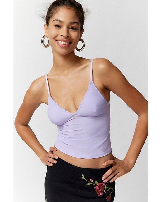Out From Under Purple Je T'Aime Mesh V-Neck Cropped Cami