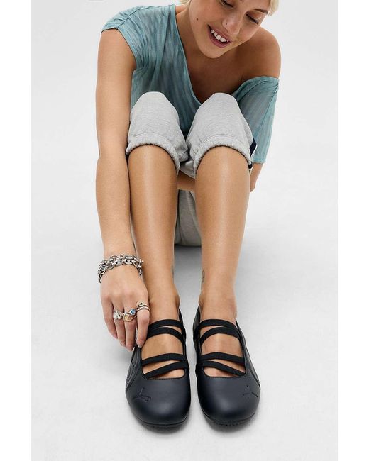 PUMA Blue Black Speedcat Leather Ballet Shoes