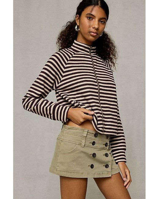 BDG Green Can'T Stop Canvas Button-Front Mini Skort